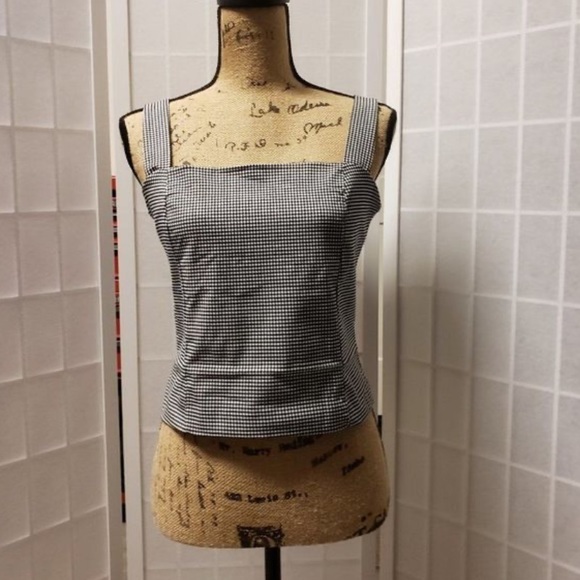 Cupcakes & Cashmere Black &White Gingham Checkered  Woman’s Tank Top NWT 14 - Picture 4 of 13